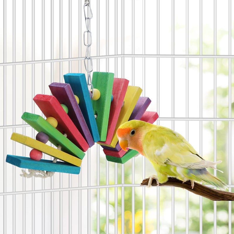 Litewoo Bird Parrot Parakeet Toys, Colorful Bite Wood Swing Toy for Small Medium Parakeet Cockatiel Budgie Cockatoo Macaw Conure Parrotï¼ˆAï¼‰ - Image 5